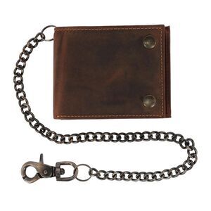 CTM Men's Leather Bifold Chain Wallet